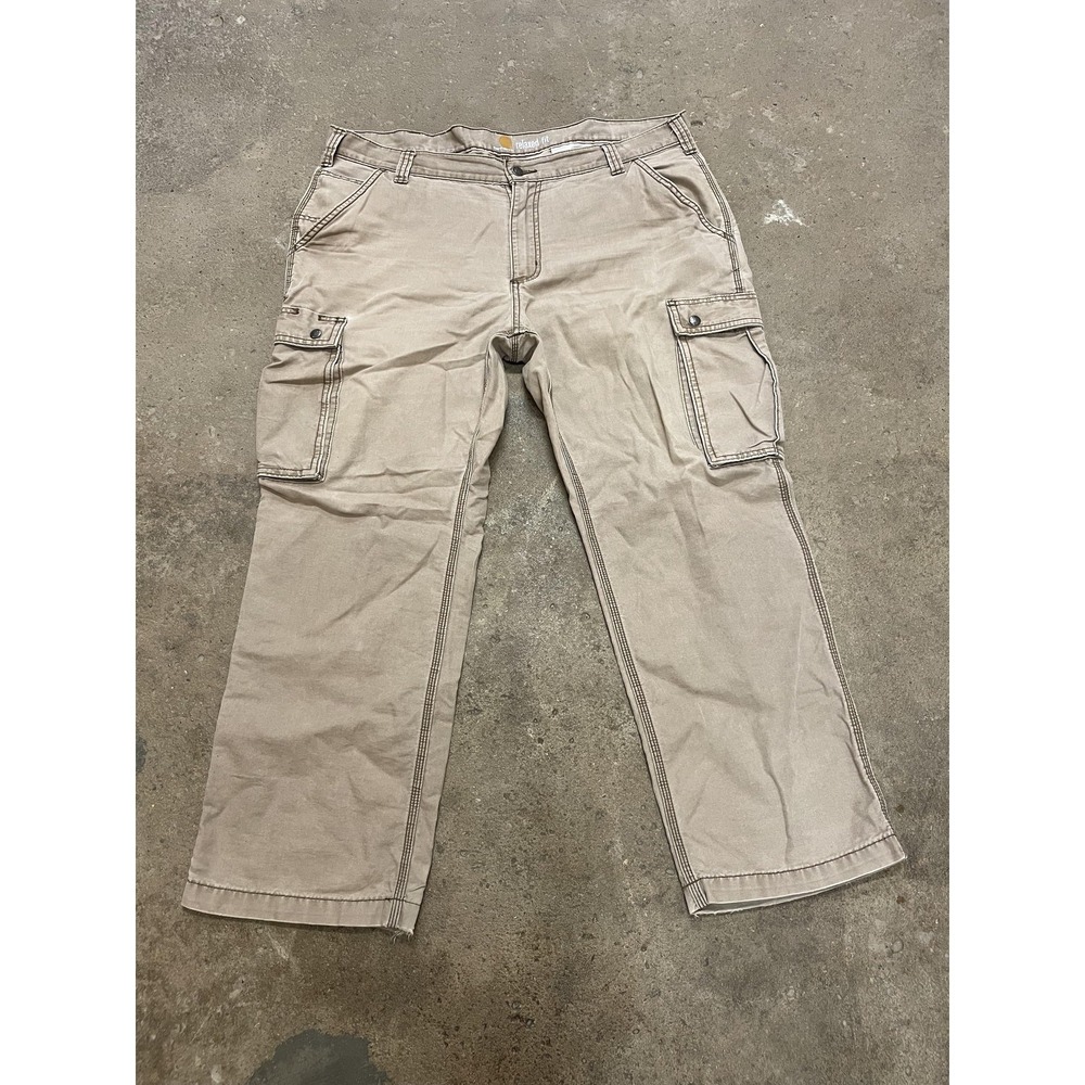Carhartt Pants Mens 40x30 Beige Relaxed Fit‎ Canvas Cargo Work Utility 100272